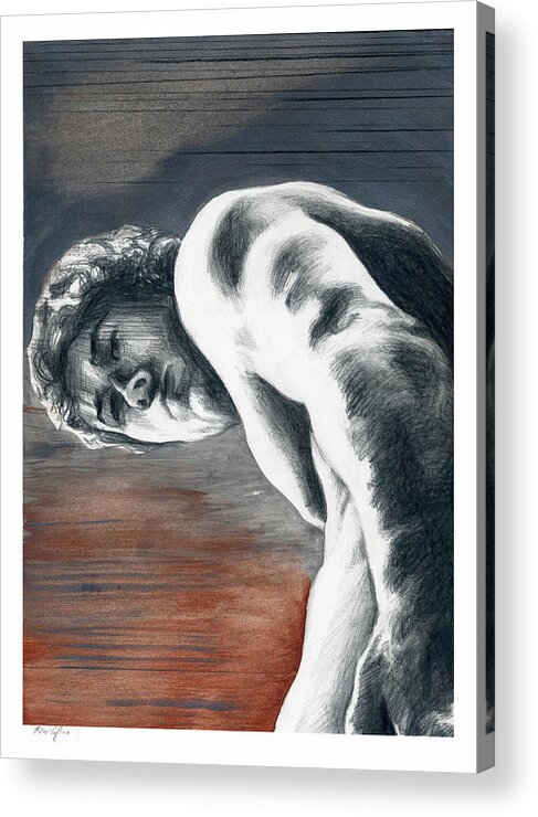 Pencil Art Acrylic Print featuring the painting A Boy Named Sideways by Rene Capone
