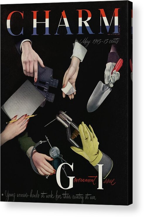 Political Acrylic Print featuring the photograph A Charm Cover Of Women's Hands Reaching For Tools by George Karger