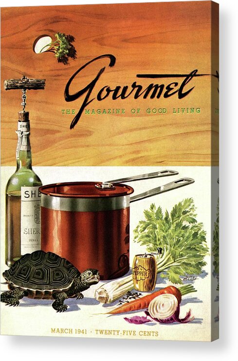 Illustration Acrylic Print featuring the photograph A Gourmet Cover Of Turtle Soup Ingredients by Henry Stahlhut