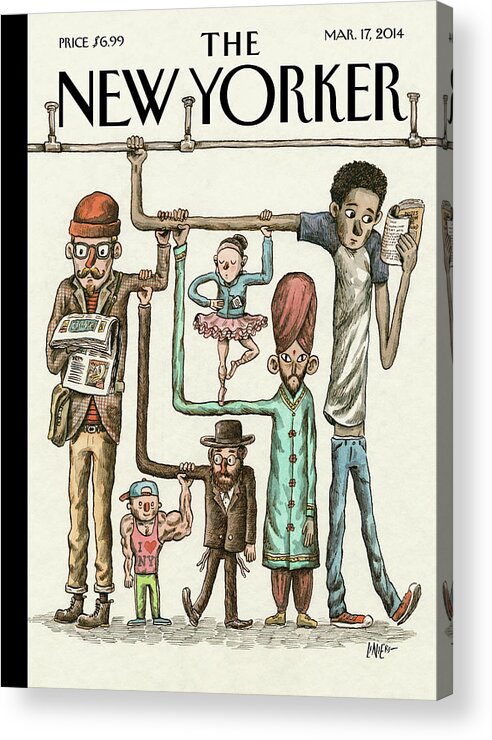 Commute Acrylic Print featuring the painting Straphangers by Ricardo Liniers