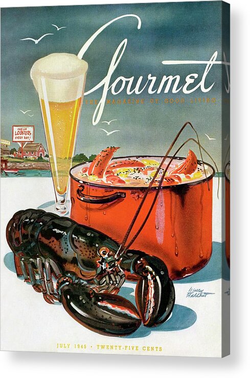 Illustration Acrylic Print featuring the photograph A Lobster And A Lobster Pot With Beer by Henry Stahlhut