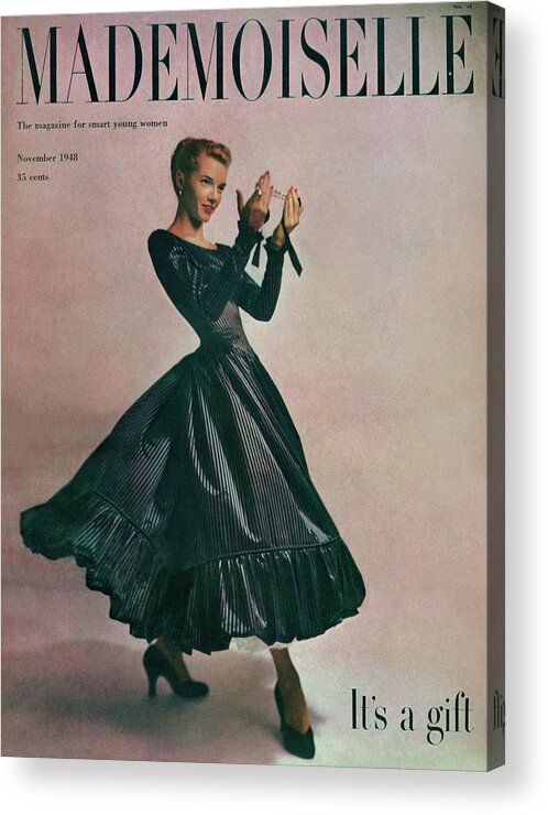 Fashion Acrylic Print featuring the photograph A Model In A Dress By Motley Of London by Gene Fenn