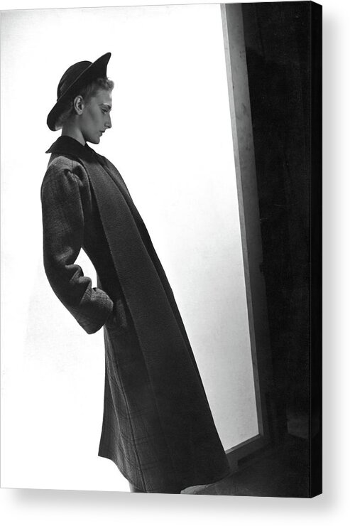 Accessories Acrylic Print featuring the photograph A Model Wearing A Coat And Dress By Alix by Horst P. Horst