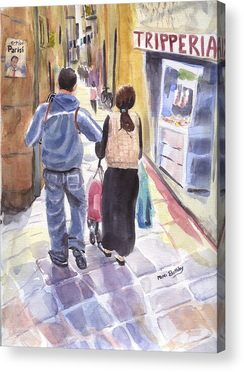 Napoli Acrylic Print featuring the painting A street in Naples by Mimi Boothby