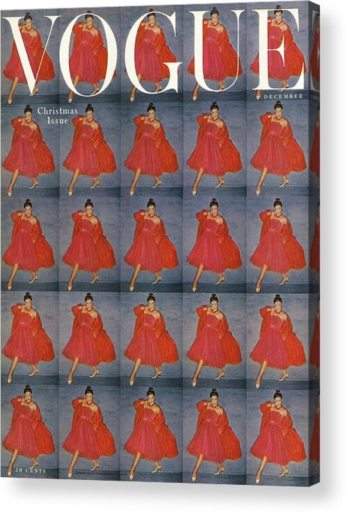 Fashion Acrylic Print featuring the photograph A Vogue Cover Of A Woman Wearing Red by Clifford Coffin