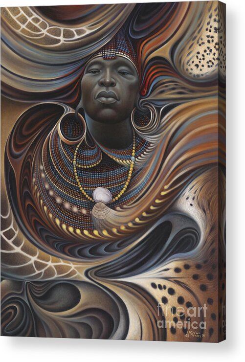 African Acrylic Print featuring the painting African Spirits I by Ricardo Chavez-Mendez