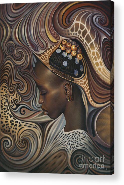 African Acrylic Print featuring the painting African Spirits II by Ricardo Chavez-Mendez