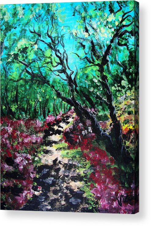 Path Acrylic Print featuring the painting Along the Path by Judy Via-Wolff