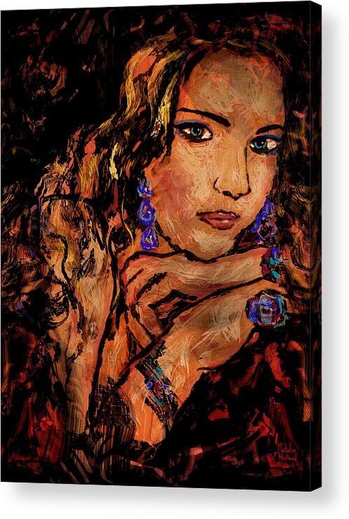 Woman Acrylic Print featuring the mixed media Amber by Natalie Holland