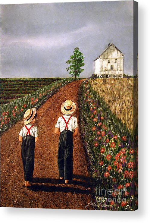 Lifestyle Acrylic Print featuring the painting Amish Road by Linda Simon