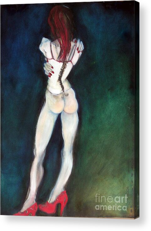Female Nude Acrylic Print featuring the painting Ana Maria - female nude by Carolyn Weltman