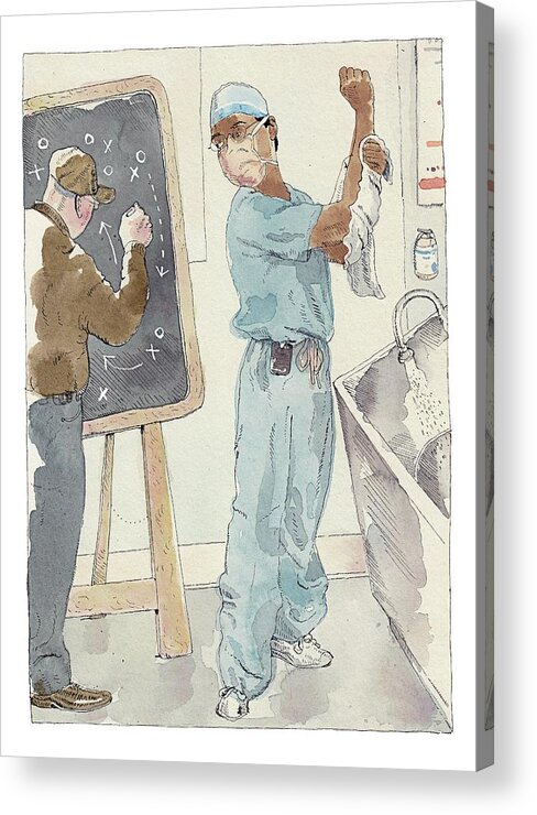 Coaching Acrylic Print featuring the drawing Annals Of Medicine by Barry Blitt