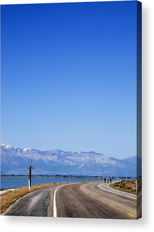 Antelope Island Photo Acrylic Print featuring the photograph Antelope Island Causeway Utah by Bob Pardue