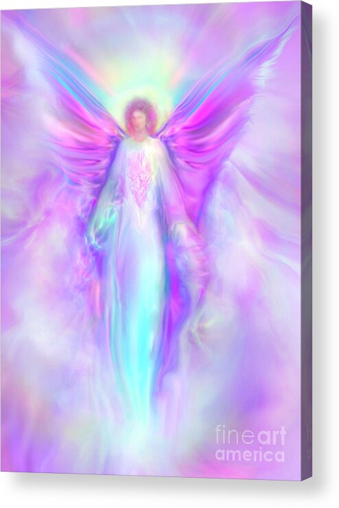 Archangel Raphael Acrylic Print featuring the painting Archangel Raphael by Glenyss Bourne