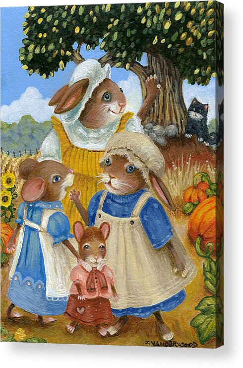 Rabbit Acrylic Print featuring the painting Autumn Get Together by Jacquelin L Westerman