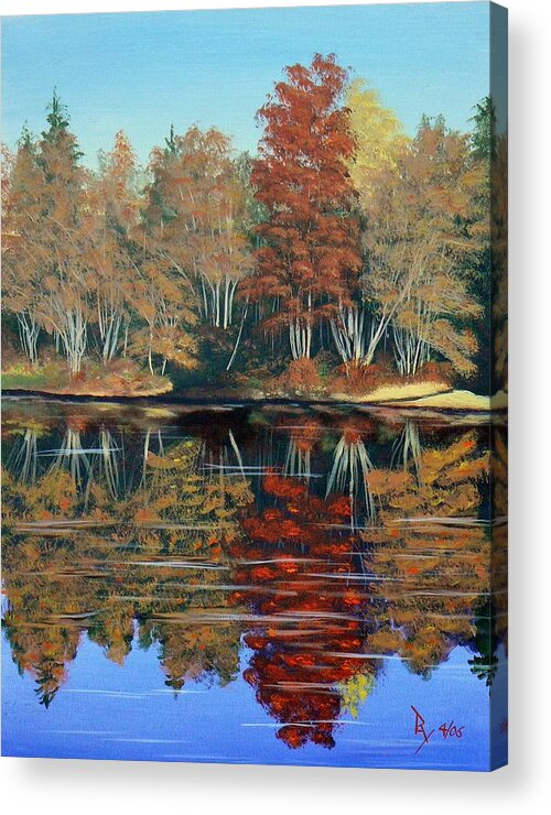 Fall Colors Acrylic Print featuring the painting Autumn Reflections by Ray Nutaitis