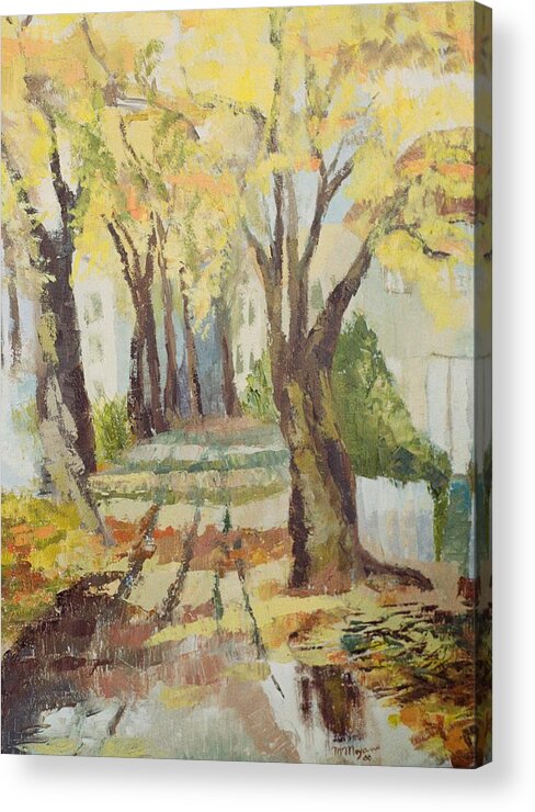 Autumn Acrylic Print featuring the painting Autumn Street by Mabel Moyano