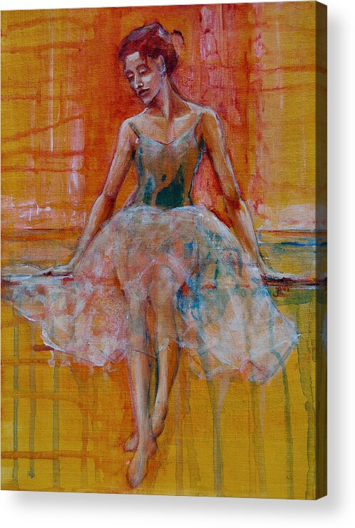 Ballarinas Acrylic Print featuring the painting Ballerina In Repose by Jani Freimann