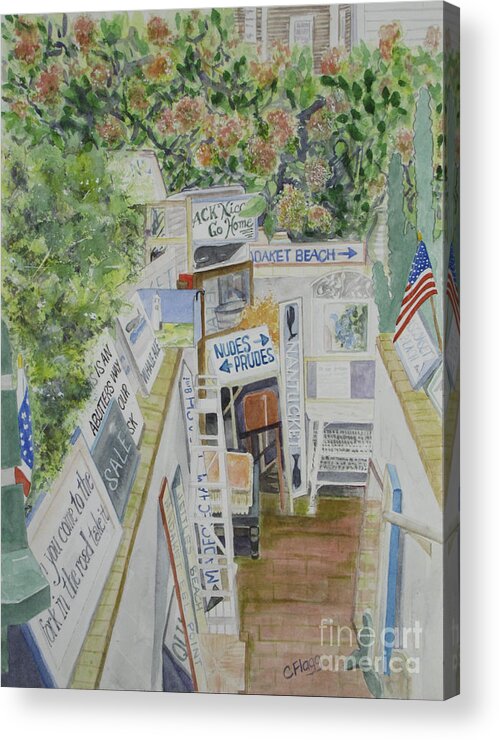 Nantucket Acrylic Print featuring the painting Beach Signs by Carol Flagg