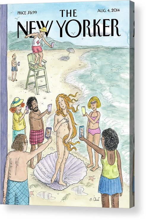 Beach Acrylic Print featuring the painting Venus on the Beach by Roz Chast
