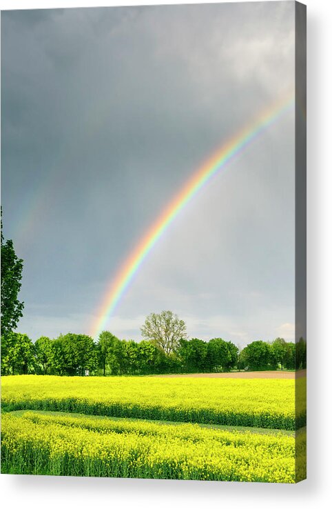 Climate Acrylic Print featuring the photograph Beautiful Rainbow Bright Yellow by Wepix