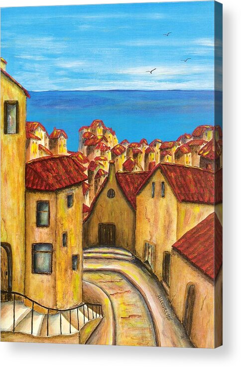 Pamela Allegretto Acrylic Print featuring the painting Biagi in Tuscany by Pamela Allegretto