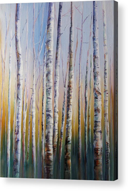 Landscape Acrylic Print featuring the painting Birch Thicket by Wayne Enslow