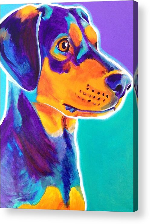 Black And Tan Acrylic Print featuring the painting Black and Tan Coonhound - Charlie by Dawg Painter