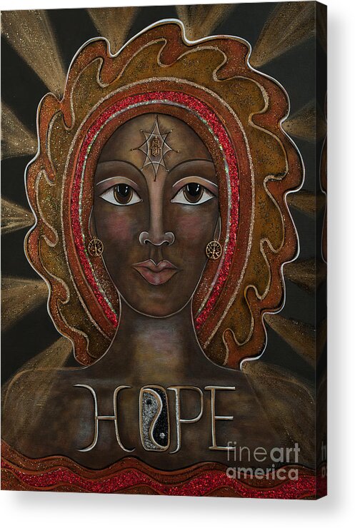Black Madonna Painting Acrylic Print featuring the painting Hope - Black Madonna by Deborha Kerr
