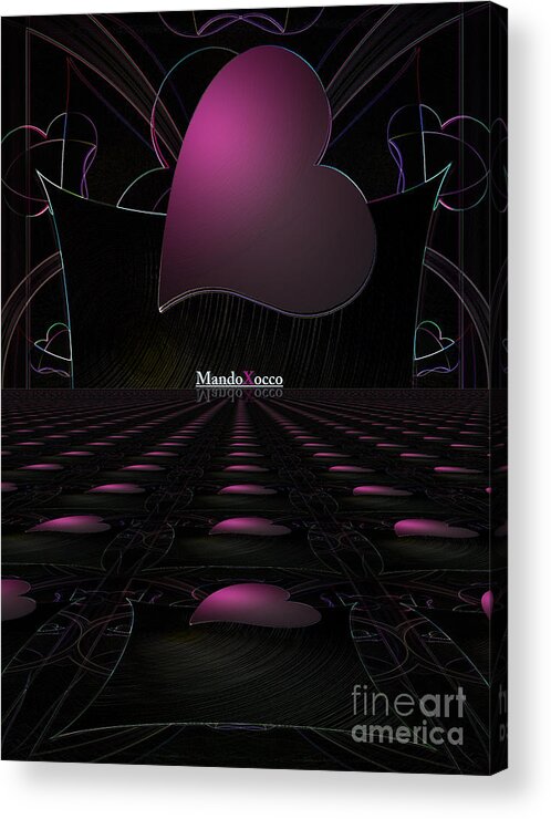 Design Acrylic Print featuring the mixed media Black Pink Luv Line by Mando Xocco