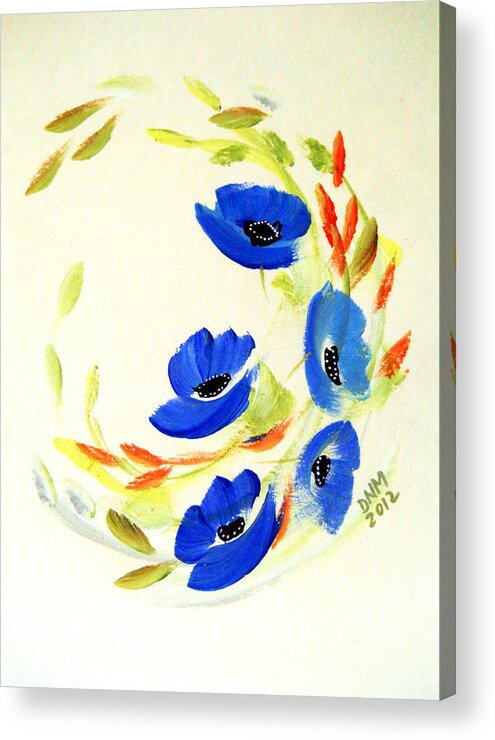 Flower Acrylic Print featuring the painting Blue Dance by Dorothy Maier