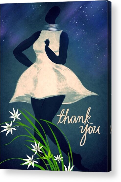 Blue Acrylic Print featuring the digital art Blue Love - Thank you by Romaine Head