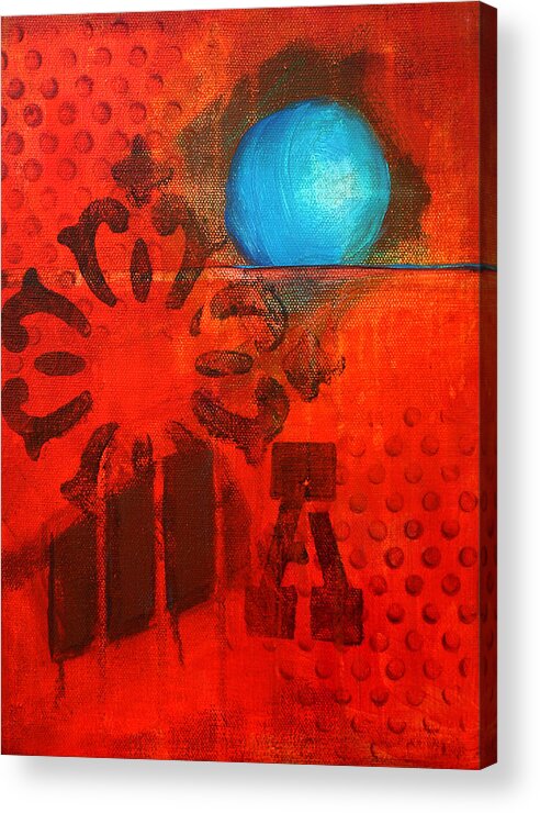 Abstract Acrylic Print featuring the painting Blue Orb by Nancy Merkle
