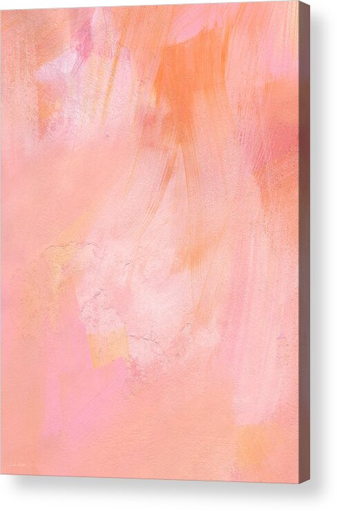 Pink Abstract Rose Abstract Orange Abstract Pink And White Texture Contemporary Love Feminine Romance Shabby Chic Abstract Blush Brush Strokes Painting Bedroom Art Kitchen Art Living Room Art Gallery Wall Art Art For Interior Designers Hospitality Art Set Design Wedding Gift Art By Linda Woods Iphone 6 Corporate Art Acrylic Print featuring the painting Blush- abstract painting in pinks by Linda Woods