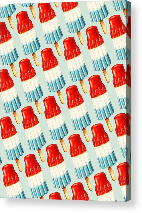 Popsicle Acrylic Print featuring the painting Bomb Pop Pattern by Kelly Gilleran