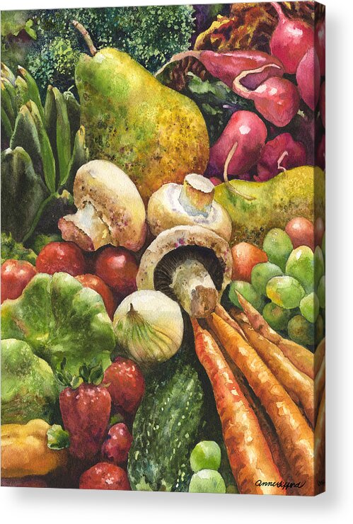 Vegetables Painting Acrylic Print featuring the painting Bountiful by Anne Gifford