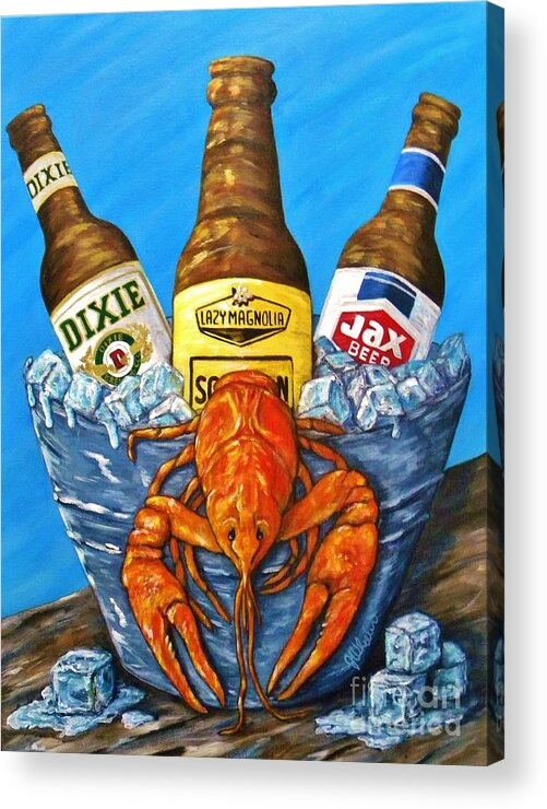 Crawfish Acrylic Print featuring the painting Brew Bug by JoAnn Wheeler