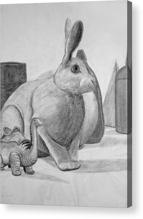 Bunny Acrylic Print featuring the drawing Bunny by Martin Valeriano