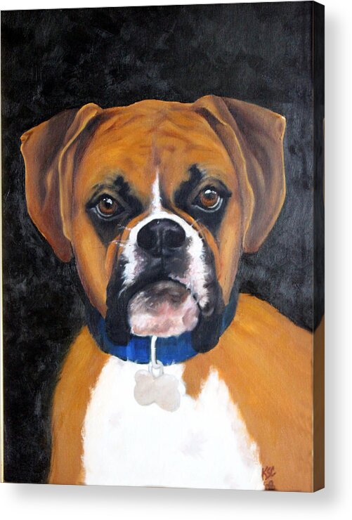 Boxer Acrylic Print featuring the painting Cassius by Karen Coggeshall