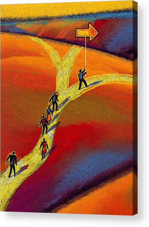 Accomplishment Accountable Achievement Administration Businessman Businesswoman Busy Ceo Challenge Chief Executive Officer Choice Clothes Clothing Co-worker Colleague Commitment Communicating Optimist Option Path People Perilous Persistence Person Personnel Picture Possibility Potential Power Purpose Resolution Resolving Responsibility Risk Risk-taking Road Roadway Salesman Coordination Crossroad Danger Deciding Decision Acrylic Print featuring the painting CEO by Leon Zernitsky