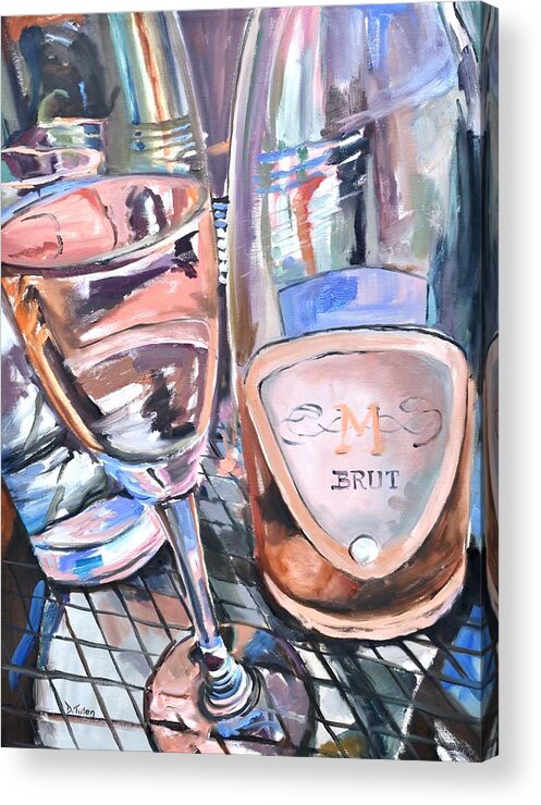 Wine Acrylic Print featuring the painting Champagne Brunch by Donna Tuten