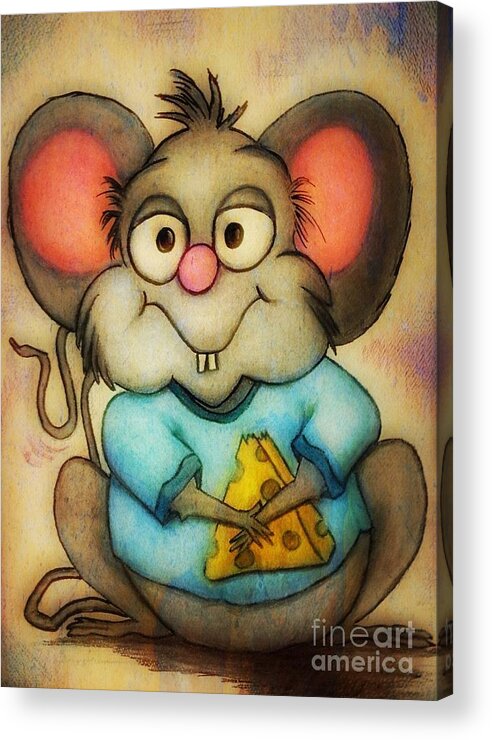 Cartoon Acrylic Print featuring the painting Cheeze by Vickie Scarlett-Fisher