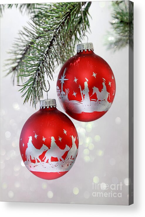 Christmas Acrylic Print featuring the photograph Christmas Nativity Ornaments by Pattie Calfy