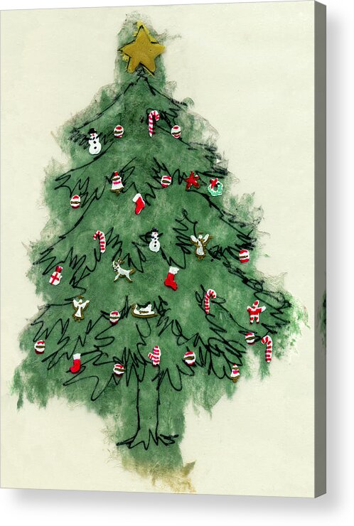 Christmas Paintings Acrylic Print featuring the painting Christmas Tree by Mary Helmreich