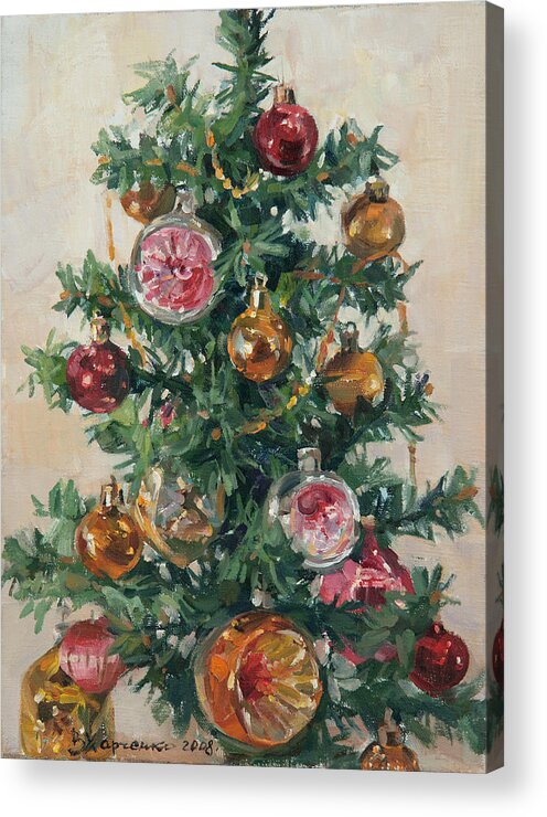 Christmas Tree Acrylic Print featuring the painting Christmas tree by Victoria Kharchenko