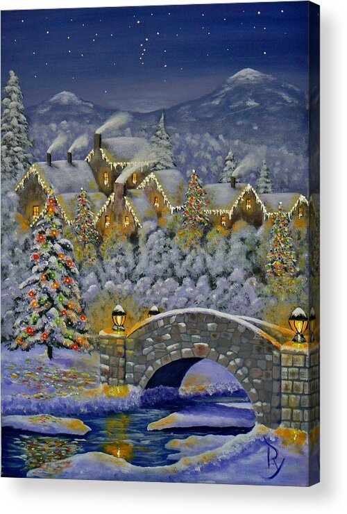 Christmas Acrylic Print featuring the painting Christmas Village by Ray Nutaitis