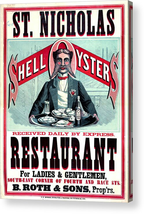 Cincinnati Restaurant Advertisement 1873 Acrylic Print featuring the photograph Cincinnati Restaurant Ad 1873 by Padre Art