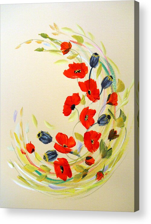 Poppies Acrylic Print featuring the painting Circle of Poppies by Dorothy Maier