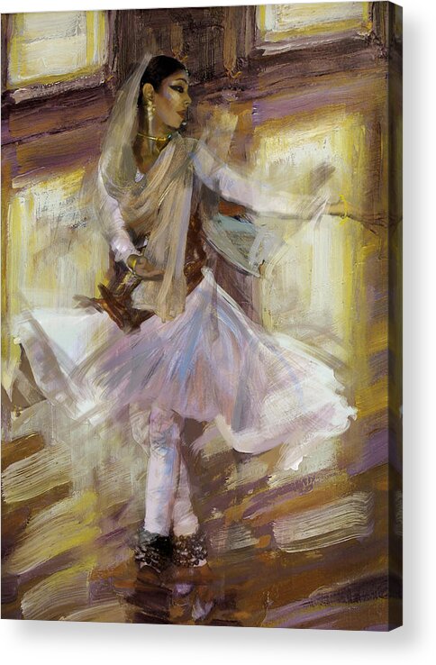 Zakir Acrylic Print featuring the painting Classical Dance Art 4B by Maryam Mughal