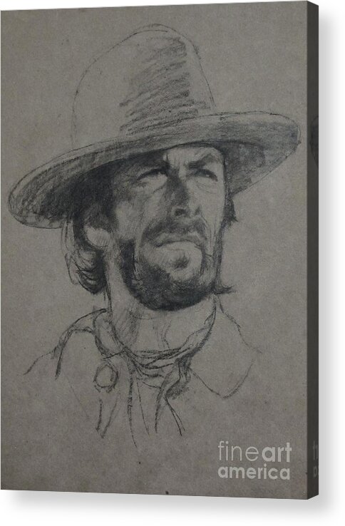Sean Wu Acrylic Print featuring the painting Clint Eastwood by Sean Wu